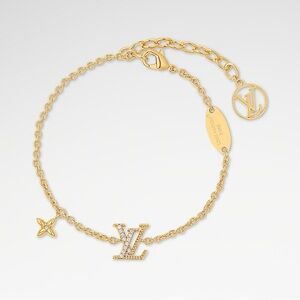 Louis Vuitton Gold-Tone Pavé LV Charm Bracelet